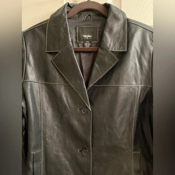 MOSSIMO~BLACK 100% LEATHER JACKET~16W - Picture 5 of 11